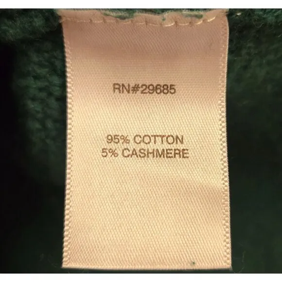 Pendleton Women's M Forrest Green Cable Knit Sweater Cotton Cashmere Blend