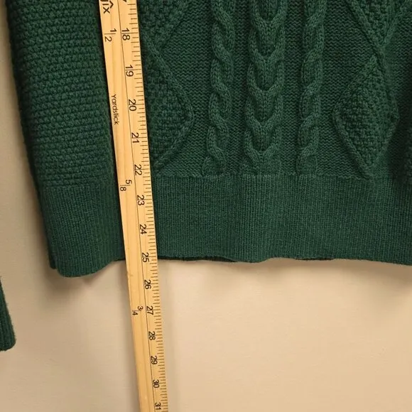 Pendleton Women's M Forrest Green Cable Knit Sweater Cotton Cashmere Blend