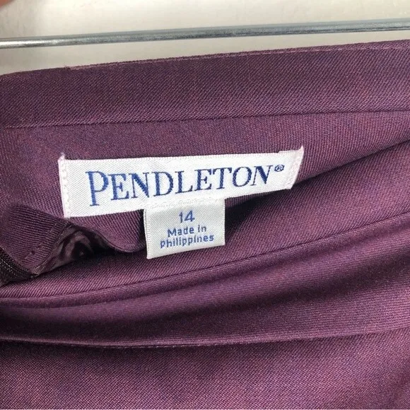 Pendleton Wool Skirt Suit Set One Button Blazer Jacket Purple 14