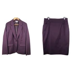 Pendleton Wool Skirt Suit Set One Button Blazer Jacket Purple 14