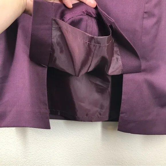 Pendleton Wool Skirt Suit Set One Button Blazer Jacket Purple 14