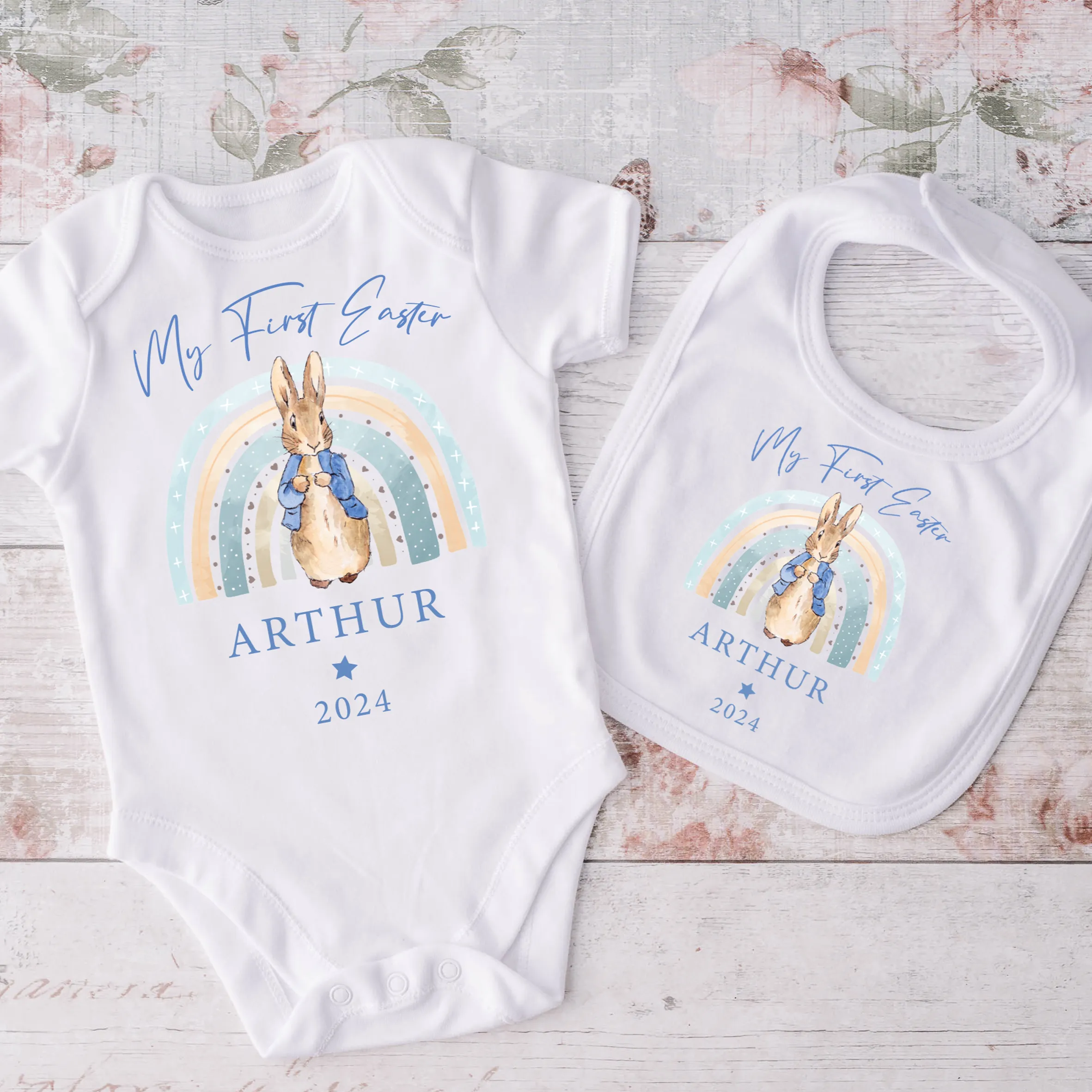 Personalised Easter Baby Vest and Bib Set | Custom Baby Vest
