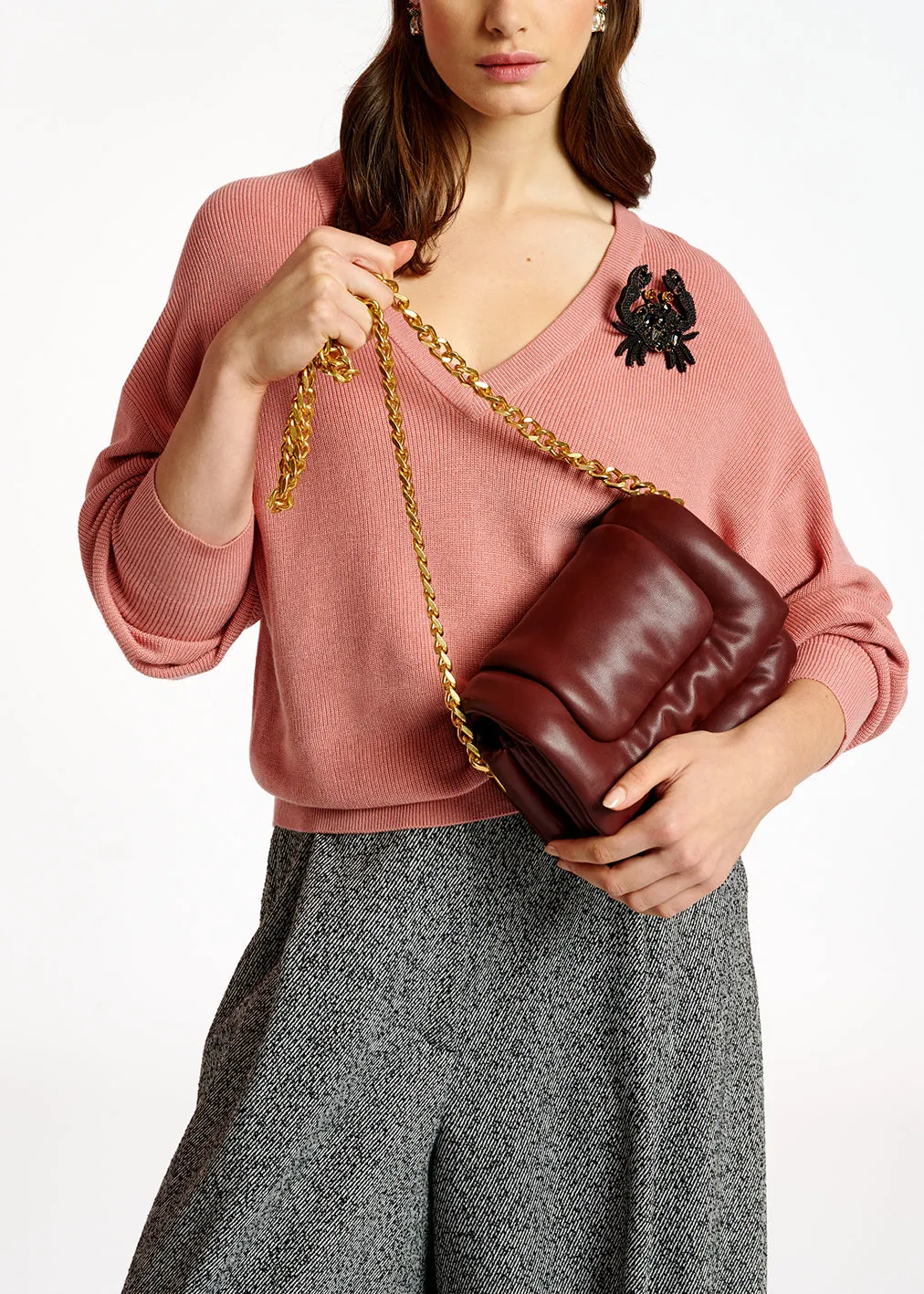 Pink oversized fine-knit sweater