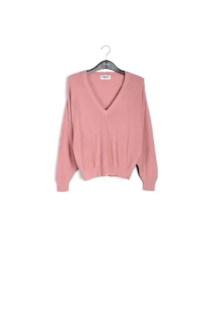 Pink oversized fine-knit sweater