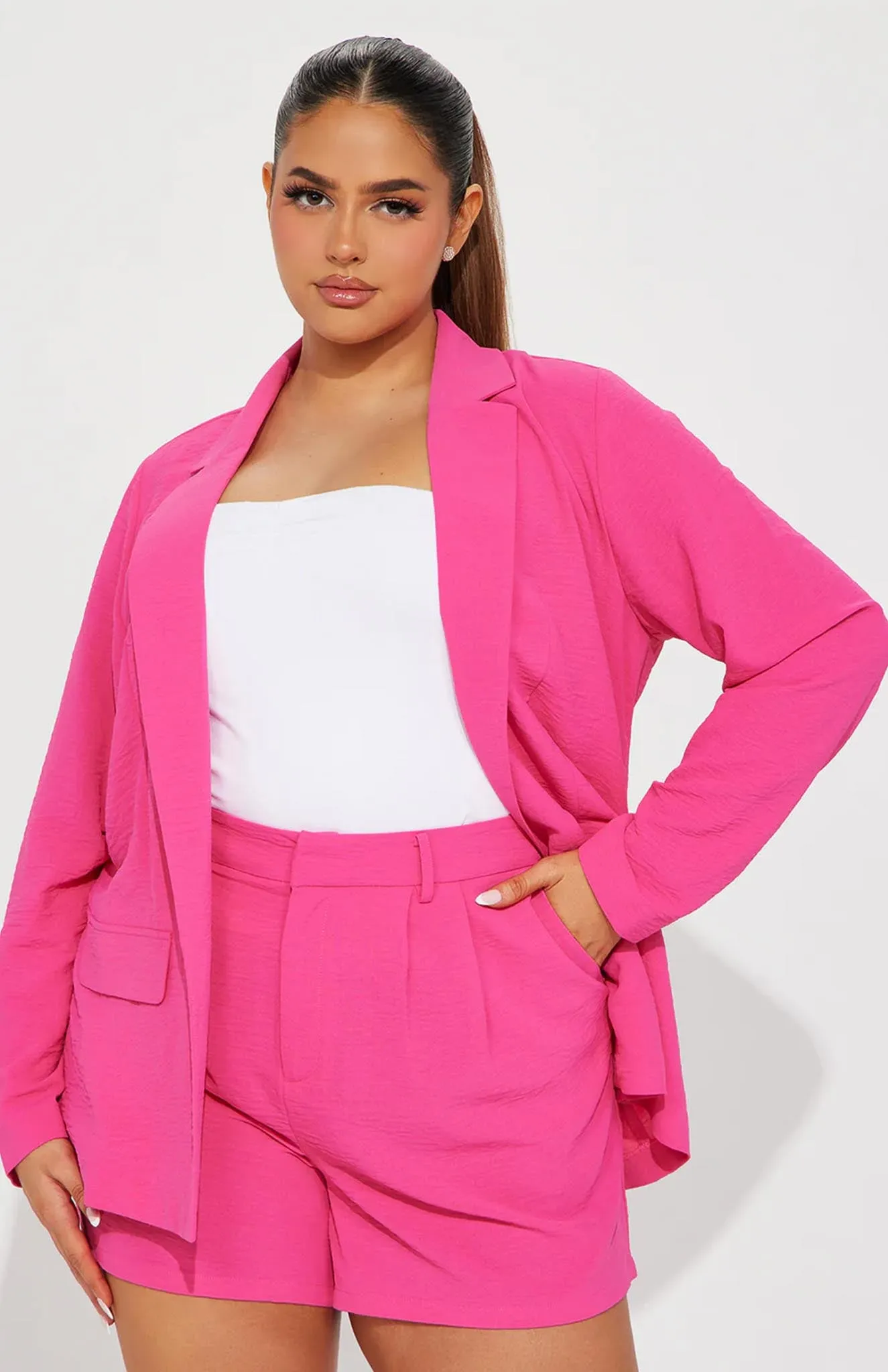 Pink Power Blazer Short Set | Power Suit