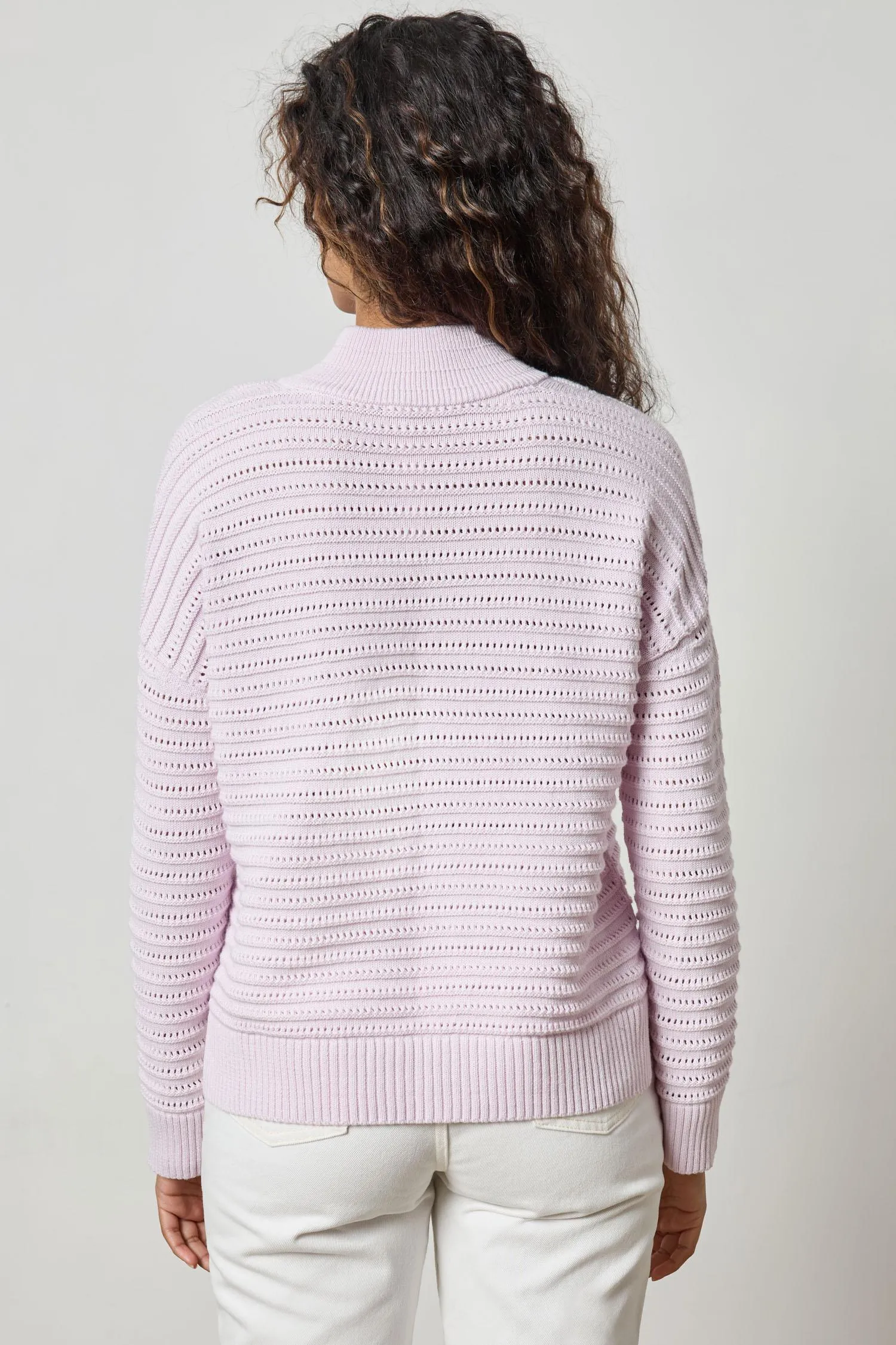 POINTELLE HALF ZIP SWEATER