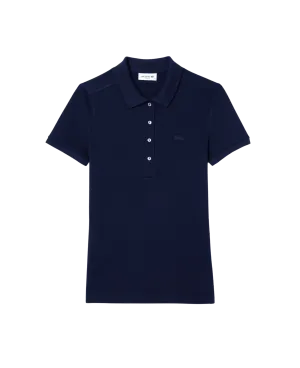 Polo Lacoste de Mujer en Piqué de Algodón Stretch Azul