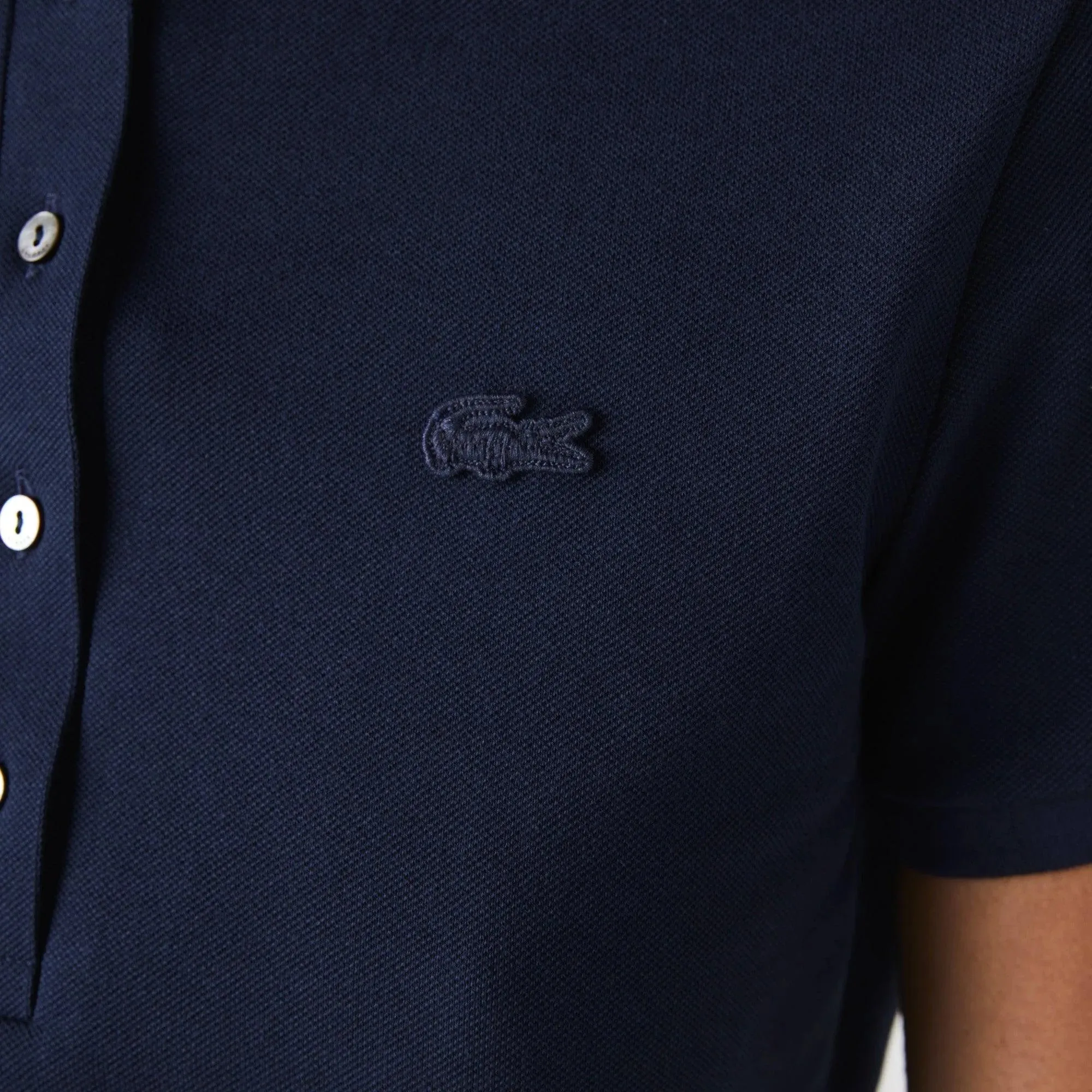 Polo Lacoste de Mujer en Piqué de Algodón Stretch Azul