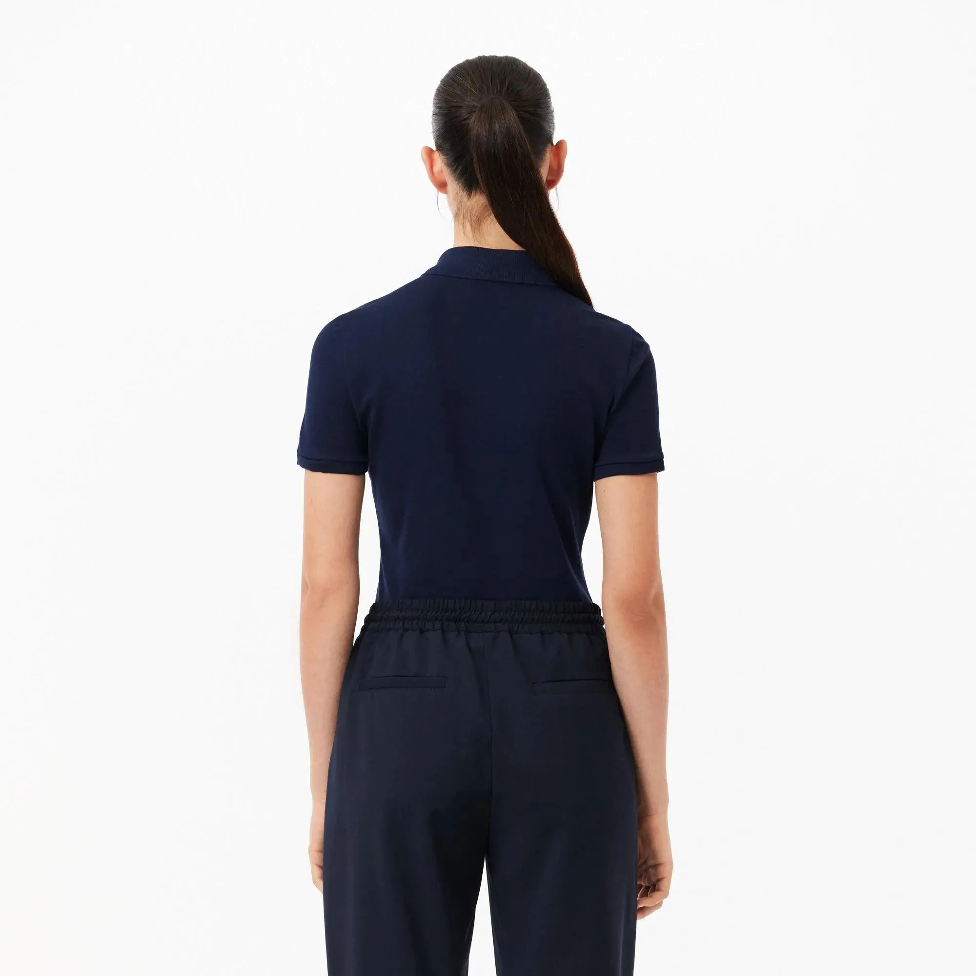 Polo Lacoste de Mujer en Piqué de Algodón Stretch Azul