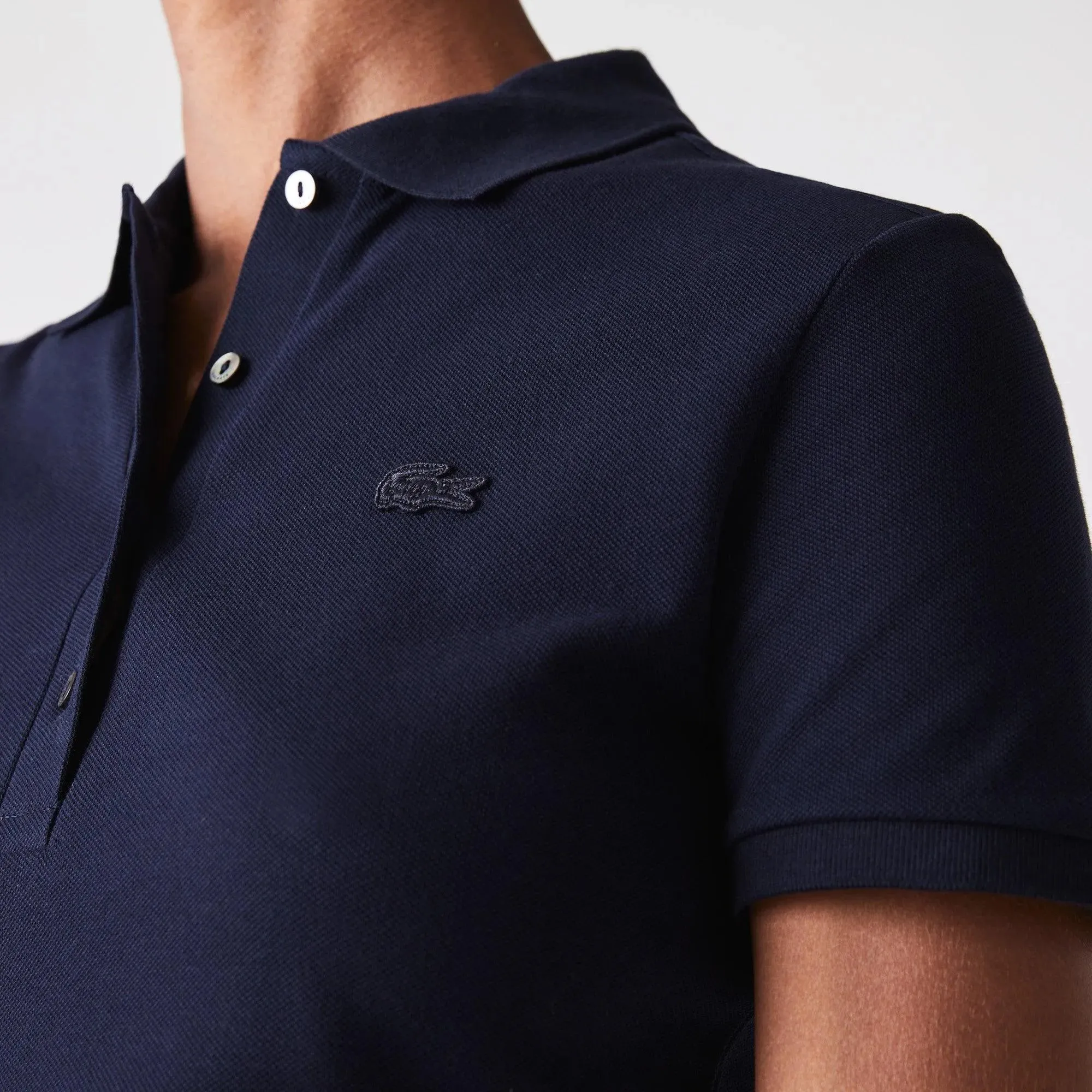 Polo Lacoste de Mujer en Piqué de Algodón Stretch Azul