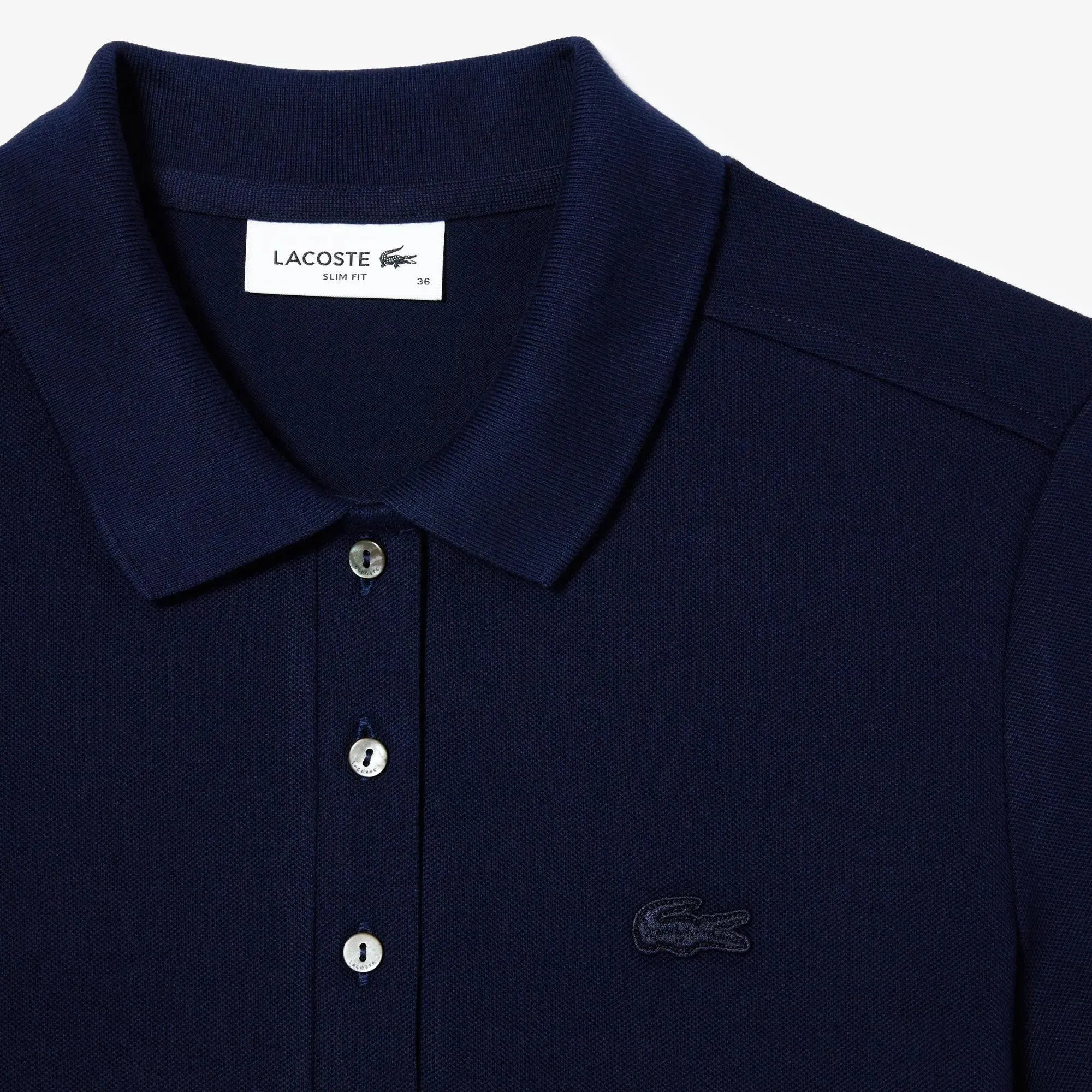 Polo Lacoste de Mujer en Piqué de Algodón Stretch Azul