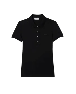 Polo Lacoste de Mujer en Piqué de Algodón Stretch Negro