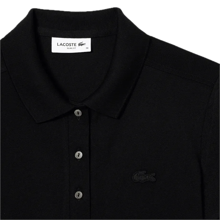 Polo Lacoste de Mujer en Piqué de Algodón Stretch Negro