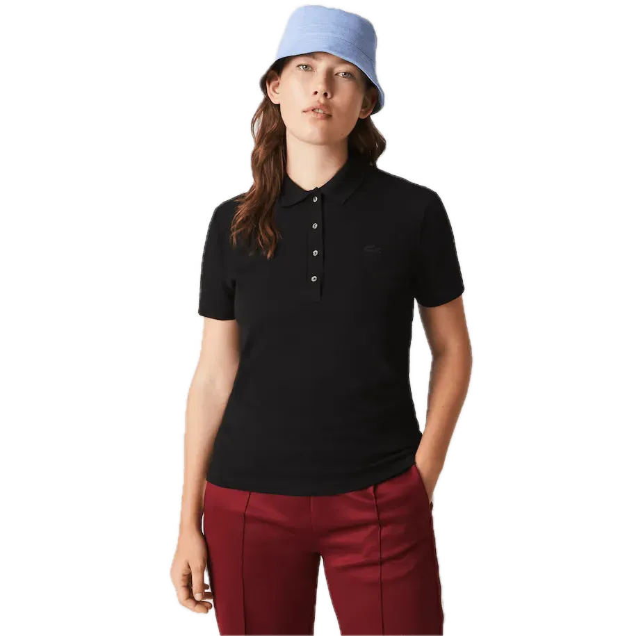 Polo Lacoste de Mujer en Piqué de Algodón Stretch Negro