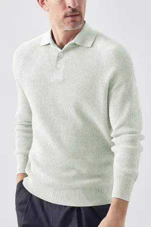 POLO long-sleeved sweater solid color lapel sweater