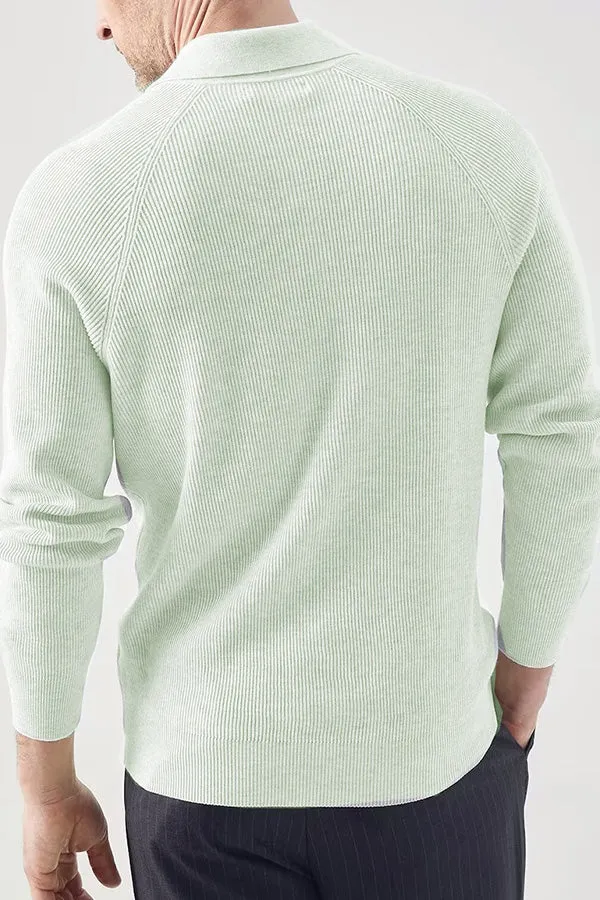 POLO long-sleeved sweater solid color lapel sweater