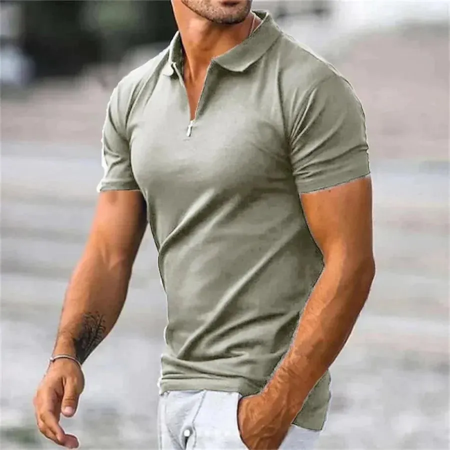 Polo Luxe™ | Men's Slim Fit Polo Shirt | Short Sleeve, Zipper Placket, Stretch Cotton Blend