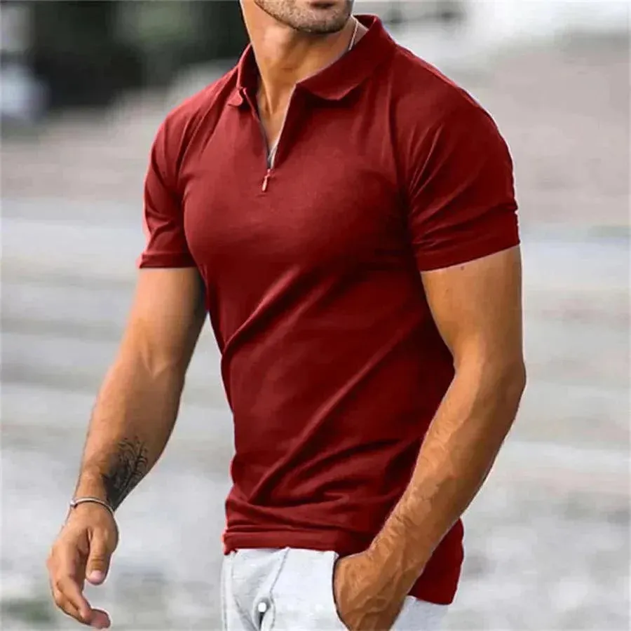 Polo Luxe™ | Men's Slim Fit Polo Shirt | Short Sleeve, Zipper Placket, Stretch Cotton Blend