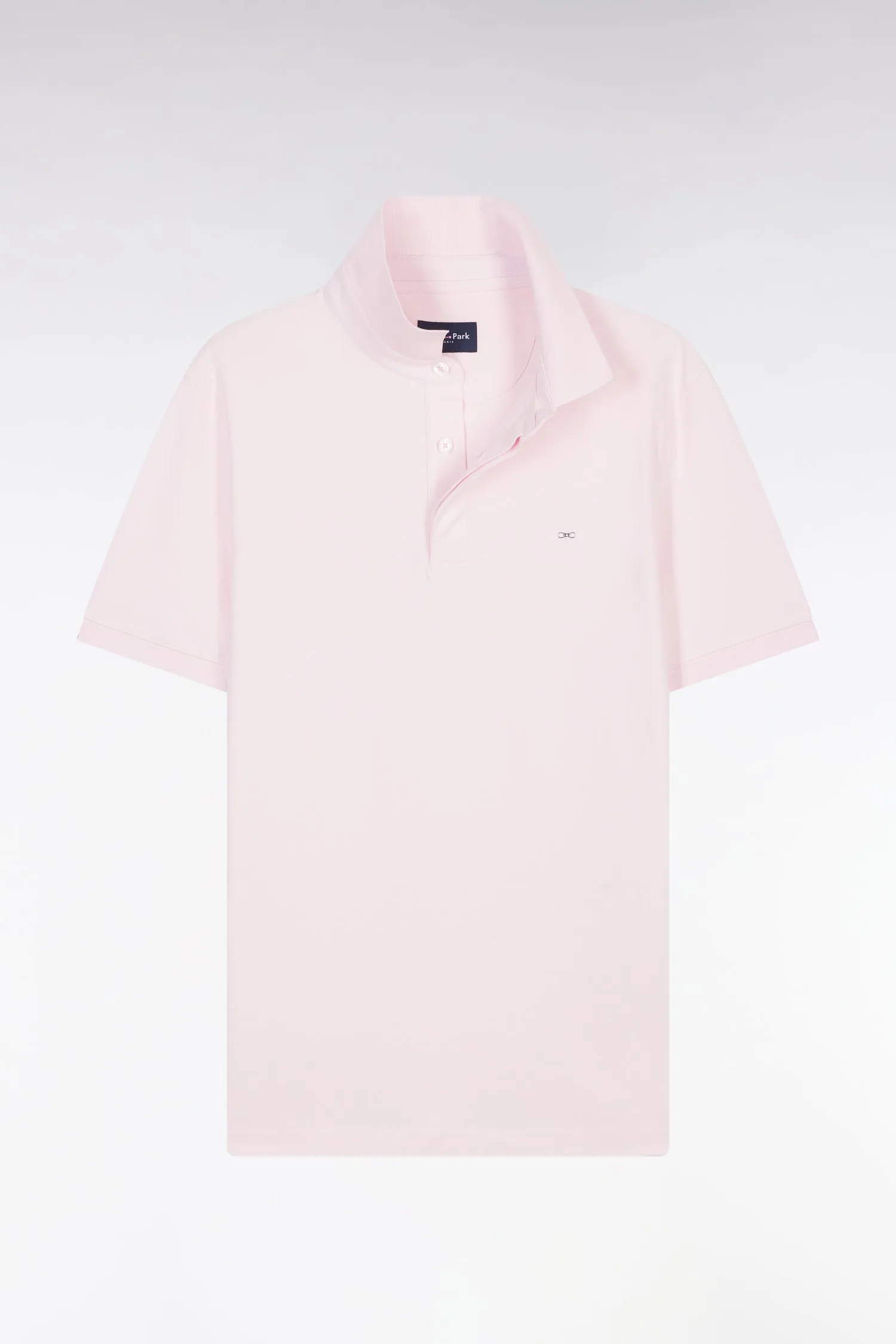 Polo à manches courtes en piqué coton stretch rose pâle coupe ajustée