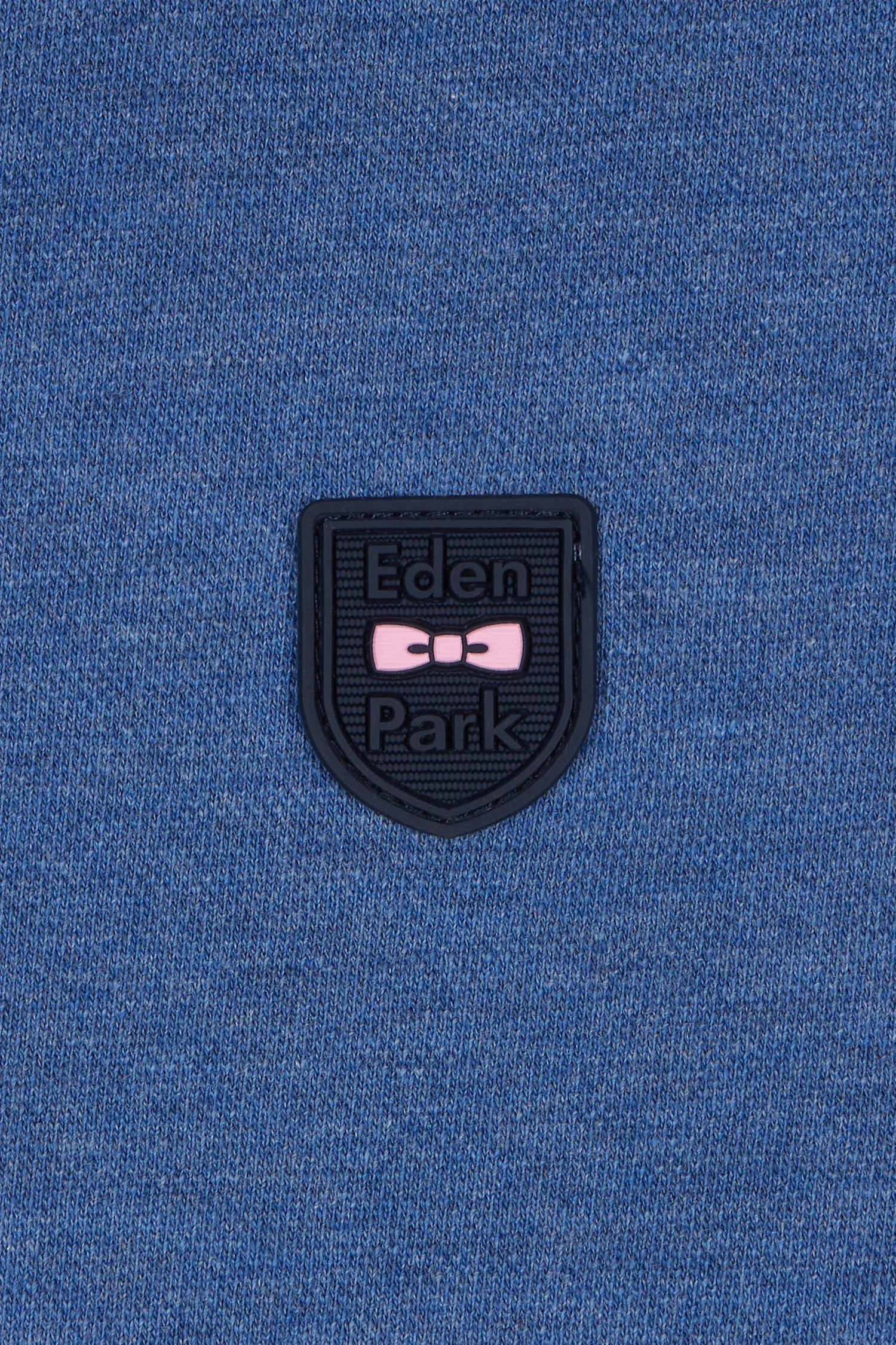 Polo à manches courtes en piqué de coton chiné stretch bleu foncé coupe ajustée