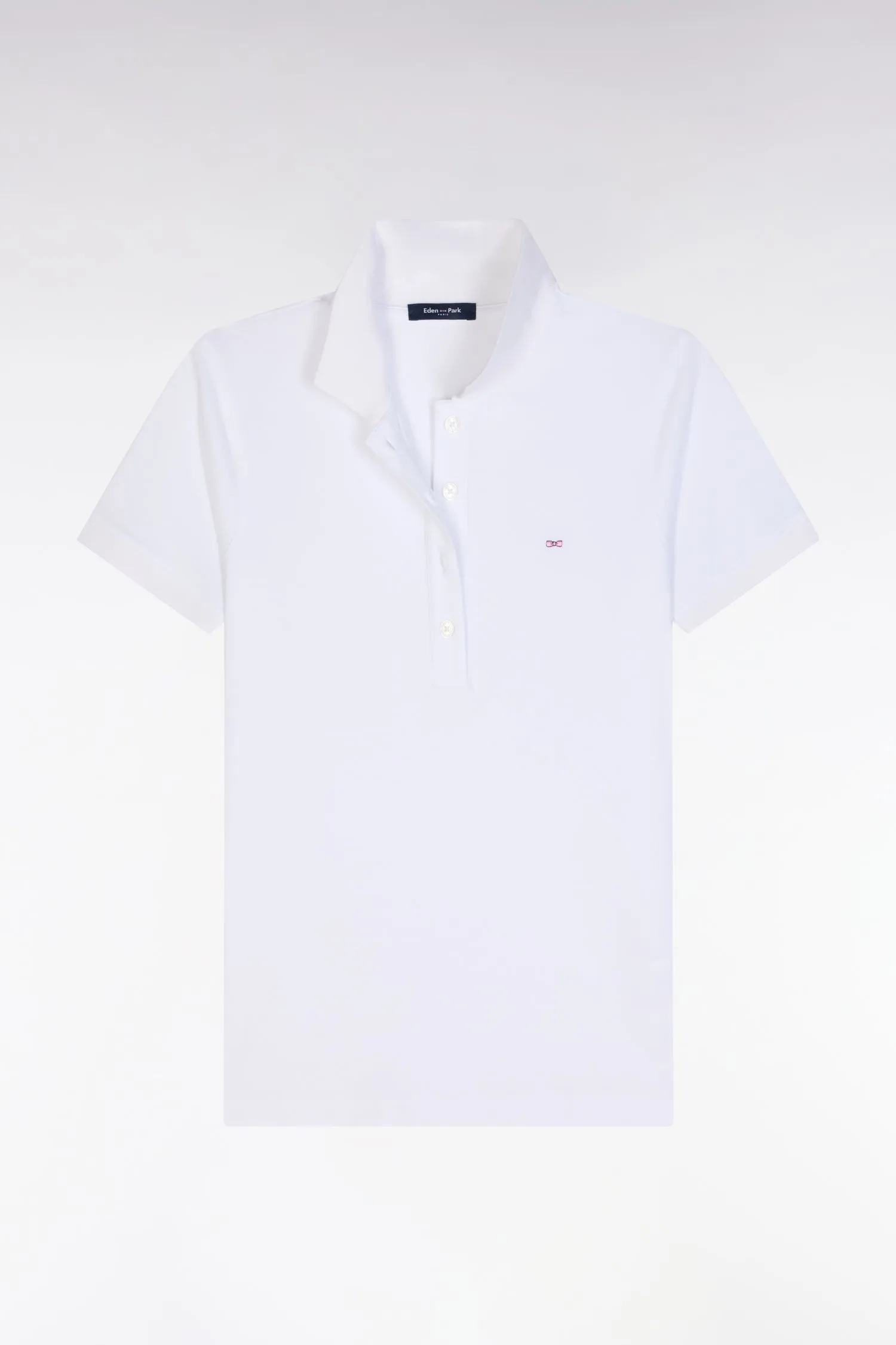 Polo à manches courtes en piqué de coton stretch blanc coupe ajustée