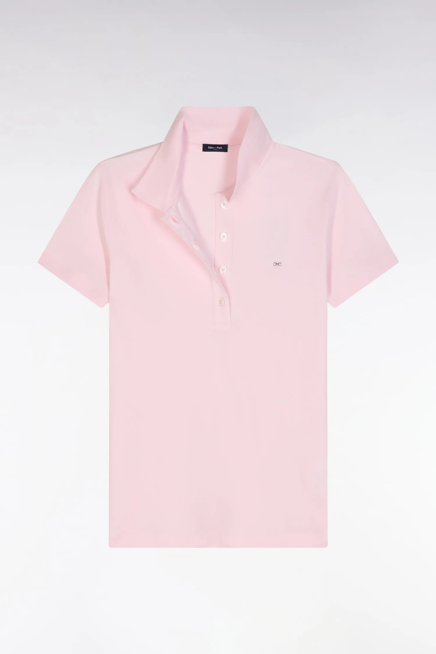 Polo à manches courtes en piqué de coton stretch rose coupe ajustée