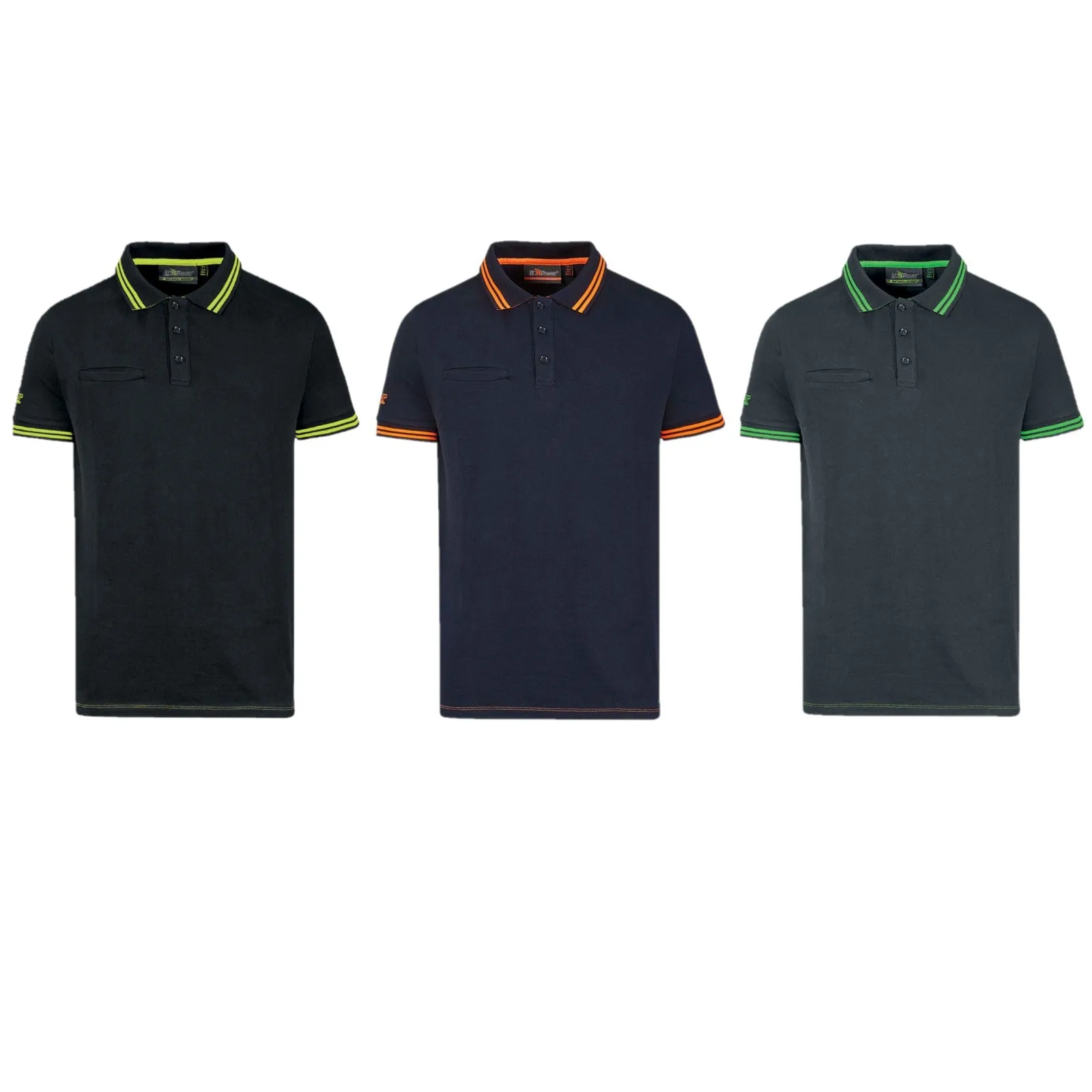 Polo manica corta estiva colore giallo, arancio o verde taglie da M a 2XL Upower WAY