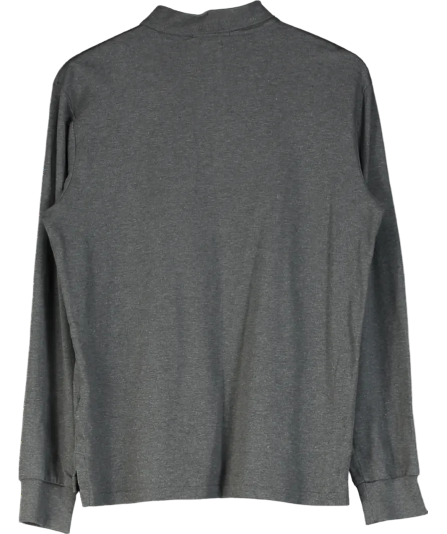 Polo Ralph Lauren Grey Custom Slim Fit Long Sleeve Polo Shirt UK S
