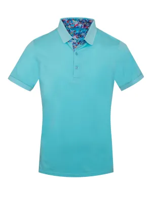 Polo stretch Cotton in Turquoise