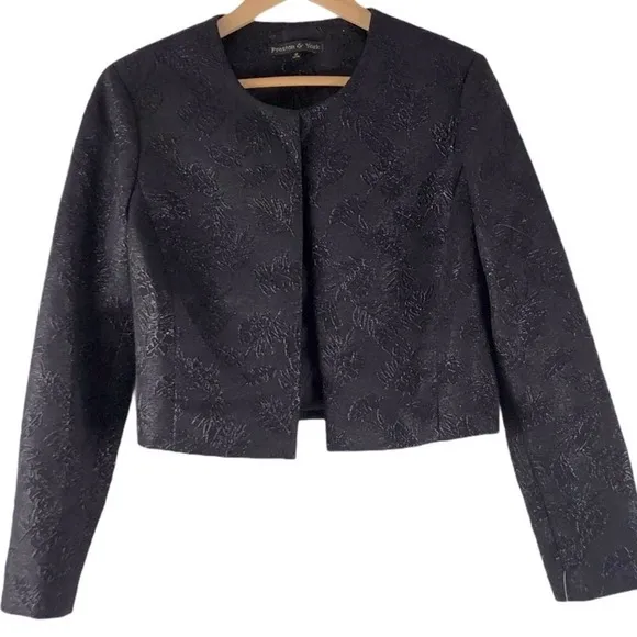 PRESTON &amp; YORK Black Embellished Evening Open Jacket