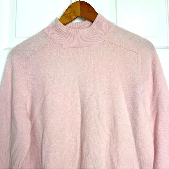 Prive Cashmere Pink Mock Neck Knit Sweater Pullover