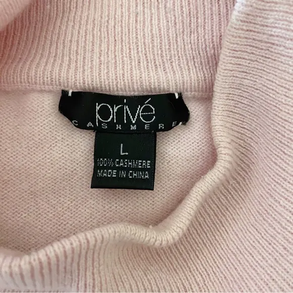 Prive Cashmere Pink Mock Neck Knit Sweater Pullover