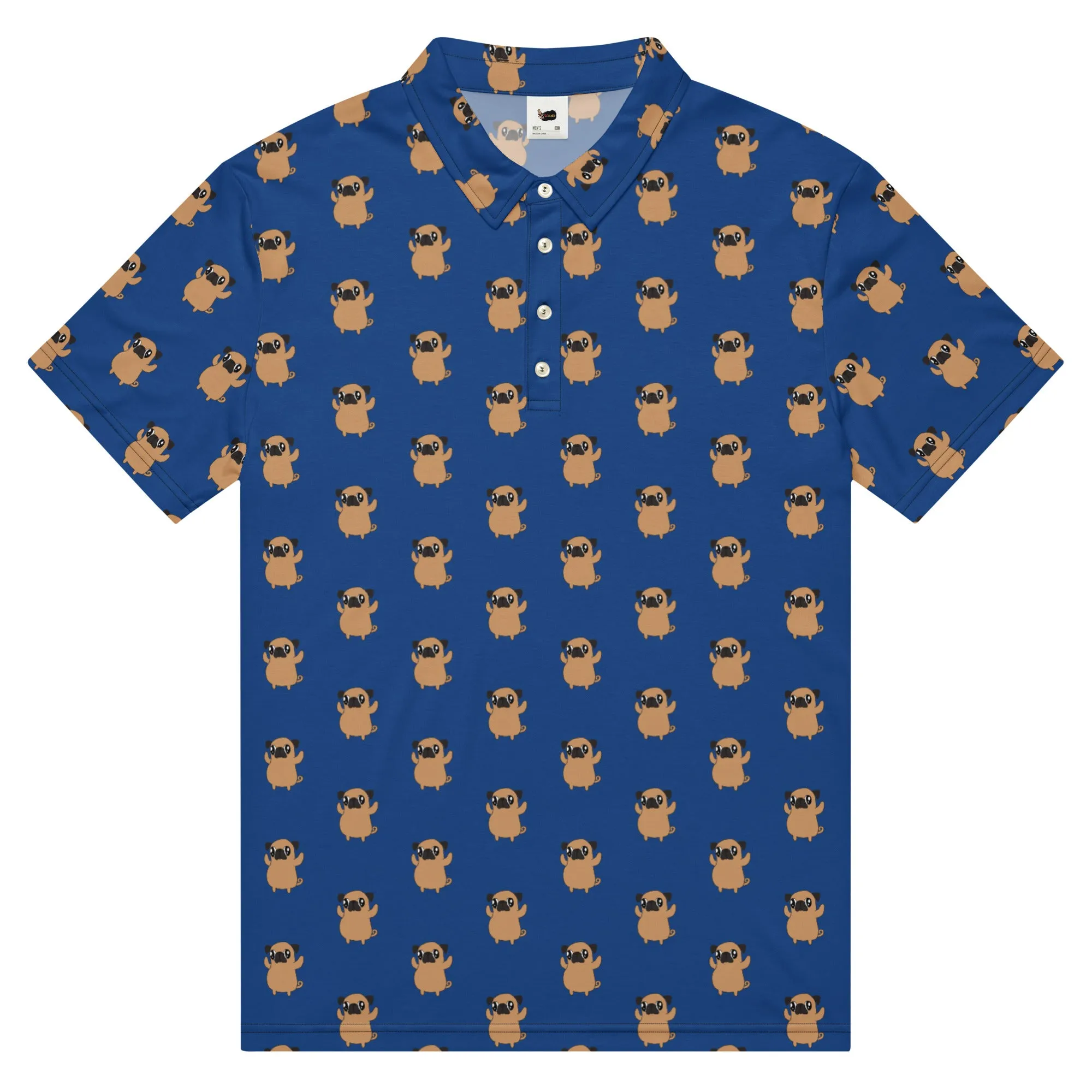 Pug Pattern Men’s slim fit polo