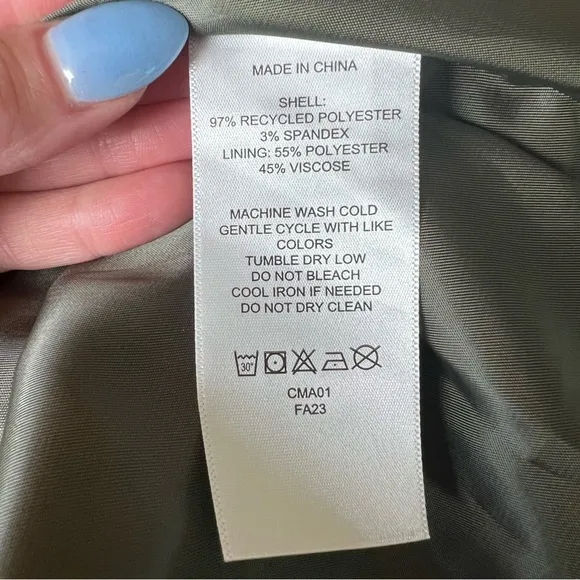 QUINCE Stretch Crepe Open Blazer Shawl Collar Olive Green Tailored Large NEW