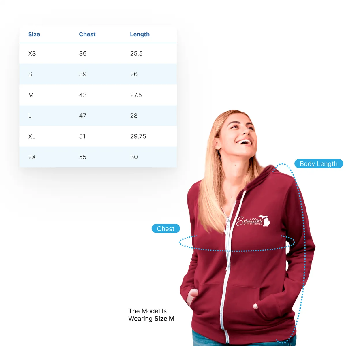 "Fresh Coast" Relaxed Fit Angel Fleece Full Zip Unisex Hoodie