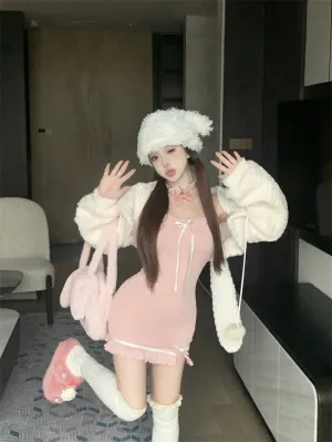 Rabbit ears hooded plush jacket  KF705733