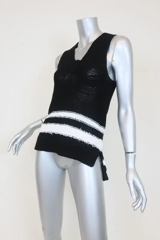 Rag & Bone Top Dina Black/White Striped Cotton-Blend Size Small Sweater Vest
