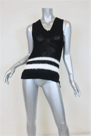 Rag & Bone Top Dina Black/White Striped Cotton-Blend Size Small Sweater Vest