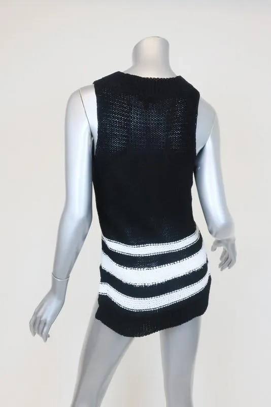 Rag & Bone Top Dina Black/White Striped Cotton-Blend Size Small Sweater Vest
