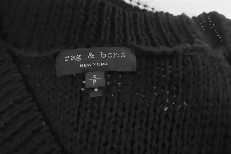 Rag & Bone Top Dina Black/White Striped Cotton-Blend Size Small Sweater Vest