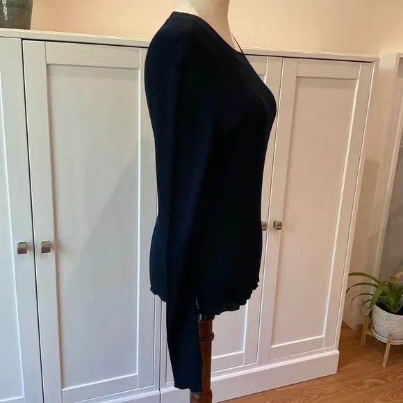 Rag &amp; Bone Crew Neck Ribbed Sweater in Navy Size Medium