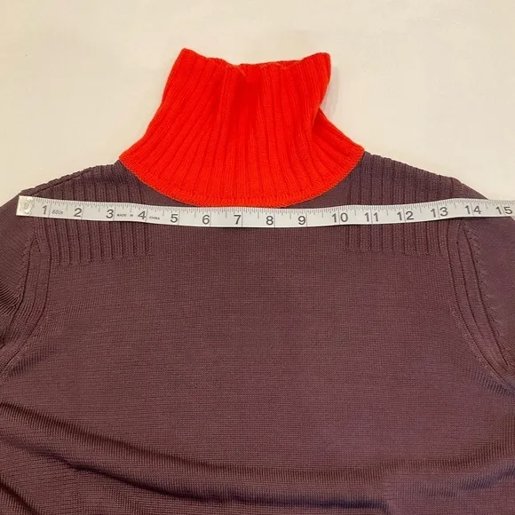Rag &amp; Bone Two Tone Color  Turtle Neck Ribbed Sweater Black &amp; Orange Size XSmall
