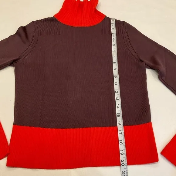 Rag &amp; Bone Two Tone Color  Turtle Neck Ribbed Sweater Black &amp; Orange Size XSmall