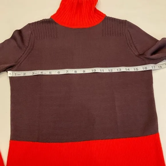 Rag &amp; Bone Two Tone Color  Turtle Neck Ribbed Sweater Black &amp; Orange Size XSmall
