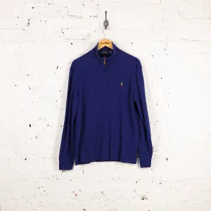 Ralph Lauren 1/4 Zip Estate Rib Sweatshirt - Blue - M
