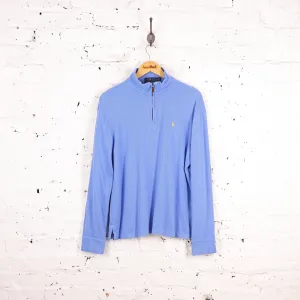 Ralph Lauren Estate Rib 1/4 Zip Sweatshirt - Blue - M