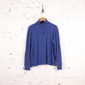 Ralph Lauren Estate Rib 1/4 Zip Sweatshirt - Blue - M