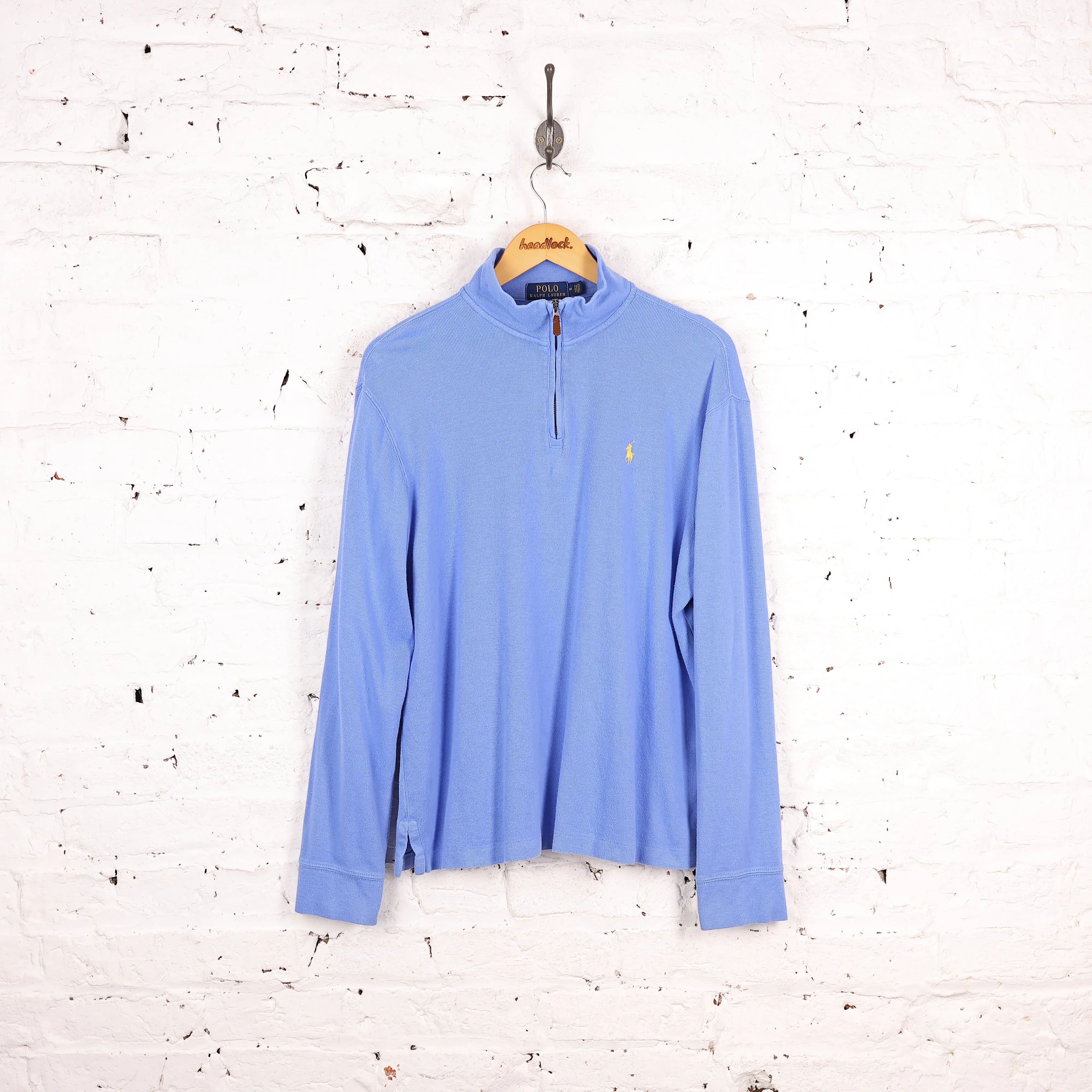 Ralph Lauren Estate Rib 1/4 Zip Sweatshirt - Blue - M