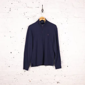 Ralph Lauren Estate Rib 1/4 Zip Sweatshirt - Blue - S
