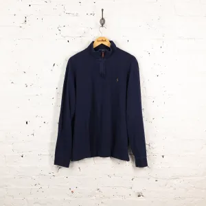 Ralph Lauren Estate Rib 1/4 Zip Sweatshirt - Blue - XL